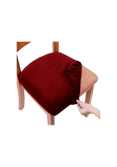 Bordo Kadife Spandex Çıkarılabilir Yıkanabilir Elastik Yastık Kapakları