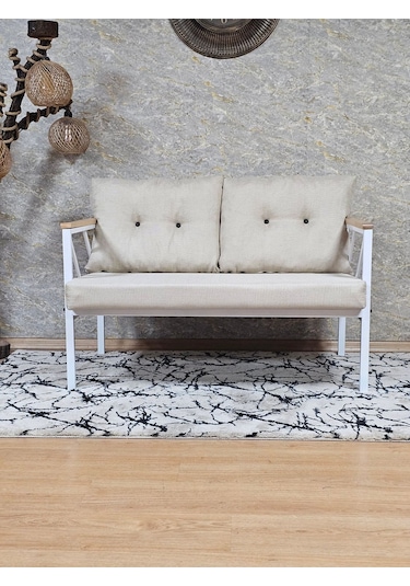 İkili Beyaz Boyalı Bahçe - Balkon - Mutfak Çay Seti Takımı Bahçe 001