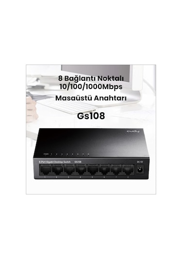 Cudy GS108 10/100/1000 Mbps 16K Mac 8 Port Gigabit Switch