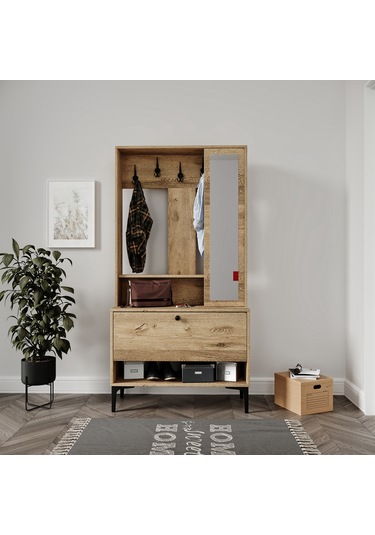 Valentinp Wood Tarz,raflı,aynalı Ayakkabılık/vestiyer/portmanto