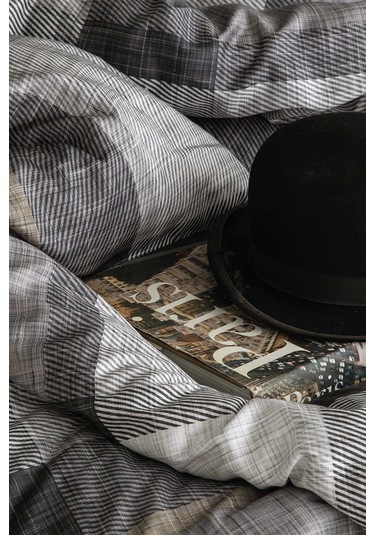 Dunloe Black 210 Tc 83 Tel Dijital Pamuk Saten Nevresim Takımı Çift Kişilik Çok Renkli