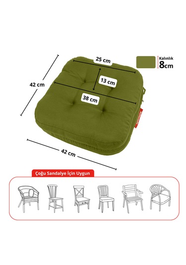 Xpermate Çift Kat Sandalye Minderi 42x42x8 Yeşil