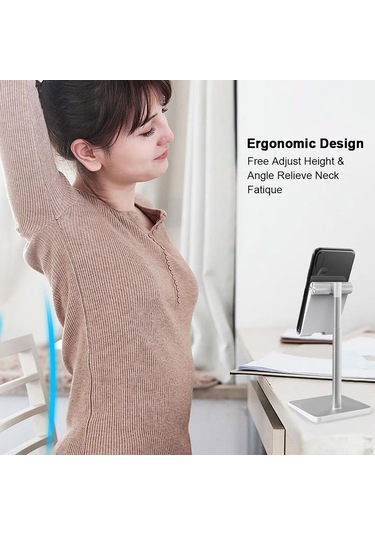 Honmex Zzj-2 Aluminyum Telefon Ve Tablet Tutucu, Ağırlıklandırılmış Tabanlı, Yüksek Sabitlik, Açı Ve Yükseklik Ayarlanabilir, Tüm Telefonlarla Uyumlu, Gümüş Standart Tipi