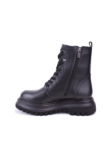 Hammer Jack Soloj 10224730 Siyah Ortopedik Günlük Düz Topuk Kadın Deri Bot 001