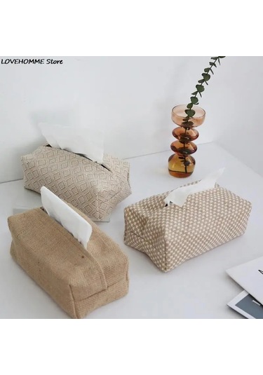 C-nordic Pamuk Keten Kumaş Sanat Doku Kutusu Tutucu Araba Doku Tutucu Masası Masa Peçete Tutucu Ev Dekor Mendil Kutusu Hediye