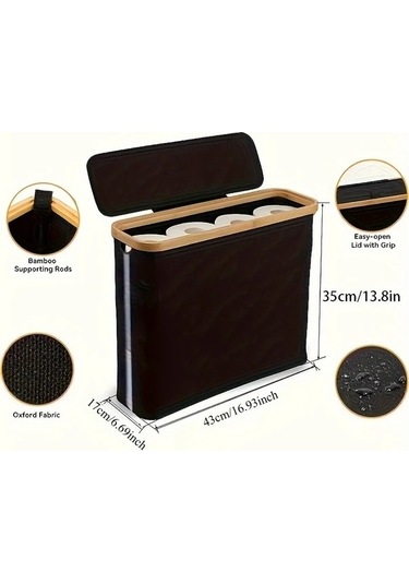 Trendooze Gaojunshop01 Siyah Modern Çiftlik Evi Tuvalet Kağıdı Tutucu, Kapaklı Saklama Sepeti Siyah