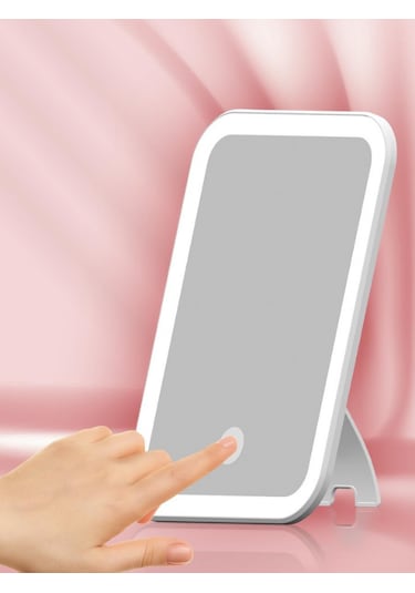 Masaüstü Dokunmatik Makyaj Aynası Led Işıklı Beyaz Renk Make Up M