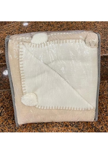 Özdilek Pamuklu Ponponlu Bebek Battaniyesi Krem Krem