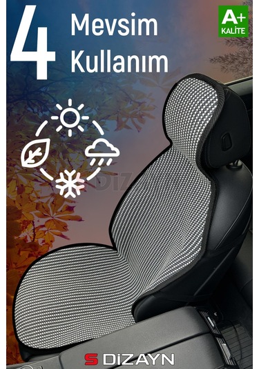 S-dizayn Oto Koltuk Koruyucu Kılıf Set Çizgili Füme Beyaz Universal 2+3 Parça Ön Arka