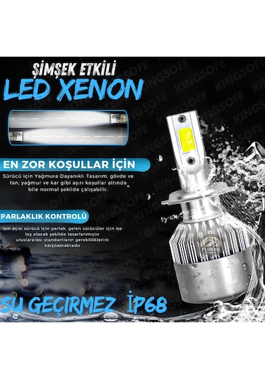 Renault Megane 2 2002-2009 Uzun Far Uyumlu Şimşek Etkili Led Xenon Performance Series H1