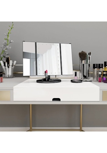 Land Of Myth Hd Zoom 24 Şerit Led Işıklı Makyaj Aynası Siyah