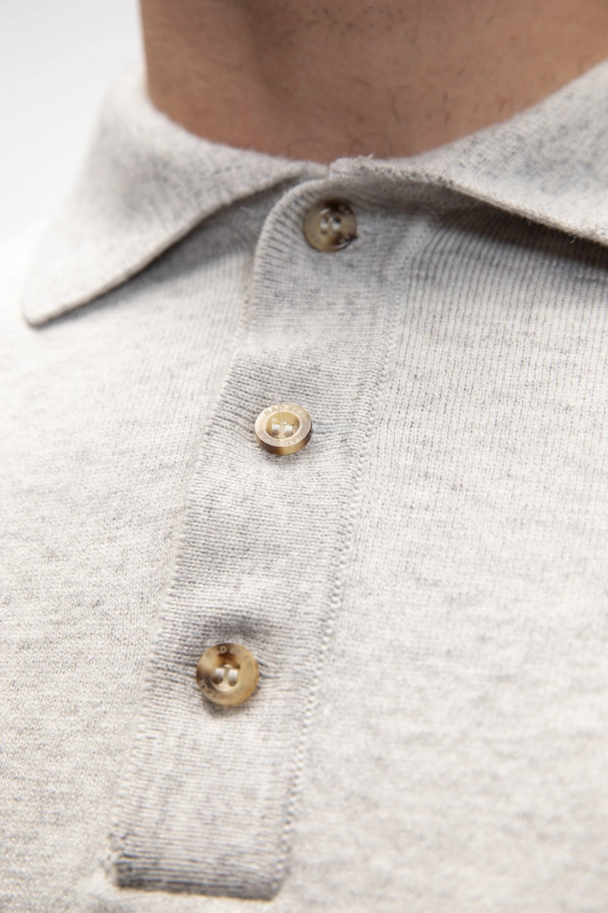 Kuger Gri Melanj Polo Yaka Erkek Triko Kazak Grimelanj