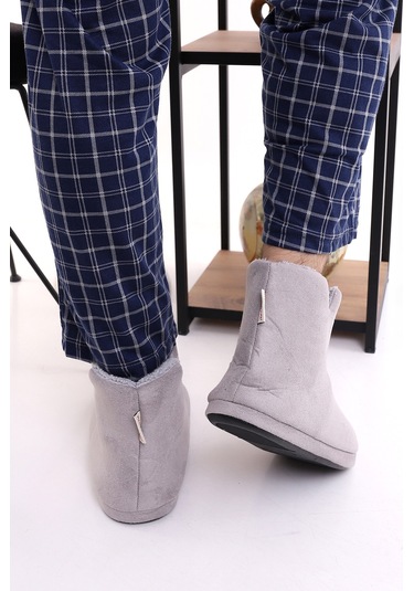 Rd Eb312 Düz Renk Erkek Panduf Ev Botu Ev Ayakkabısı Gri