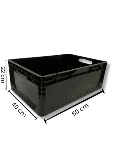 Alpbx 1.kalite Siyah Plastik Kasa 60x40x22 Cm - Kutu 44 Litre Siyah