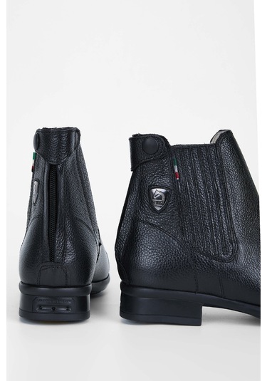Tattini Unisex Hakiki Deri Siyah Binici Botu 990 Collıe Bot Sıyah Siyah