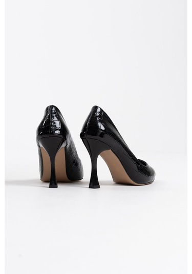 Harper Kadın Siyah Kroko Rugan Stiletto Siyah