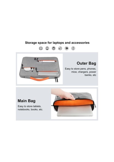 Didadodo 13 Su Geçirmez Çok Katmanlı Koruma İş Laptop Çantası - Pu Sap Gri, Küçük Boyutlu Gri