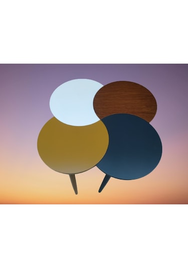 Zigon-Orta Sehpa Takım Hilal Model Parlak Çok Renkli Kayın Torna