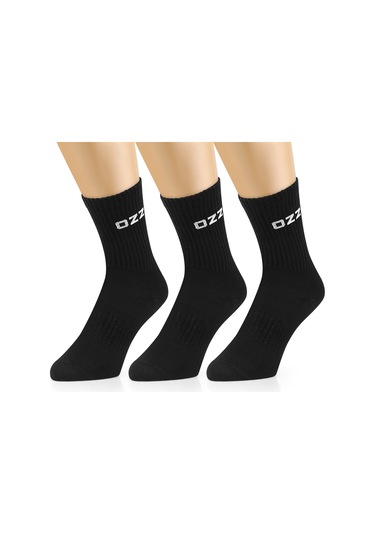 Ozzy Socks 3 Çift Uzun Konçlu Tenis Spor Çorabı Siyah Paket
