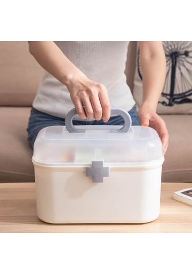 Yuntech01 Büyük Boy Ev İçi Tıbbi Sandık - Çeşitli İlaçları Sınıflandırarak Saklama, Taşınabilir Sağlık Kutusu Mavi