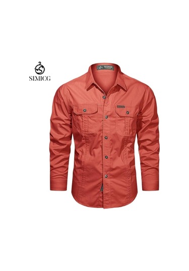 İlkbahar Ve Sonbahar İçin Uzun Kollu Erkek Gömlekleri, Günlük Ve Bol Kesim Erkek Gömlekleri Kırmızı