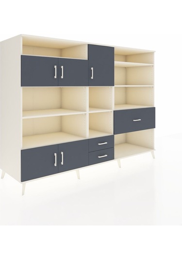 Kronos Dolap 13 Raflı 3 Çekmeceli 5 Kapaklı 220x59x163 Aytaşı-ant Aytaşı-antrasit