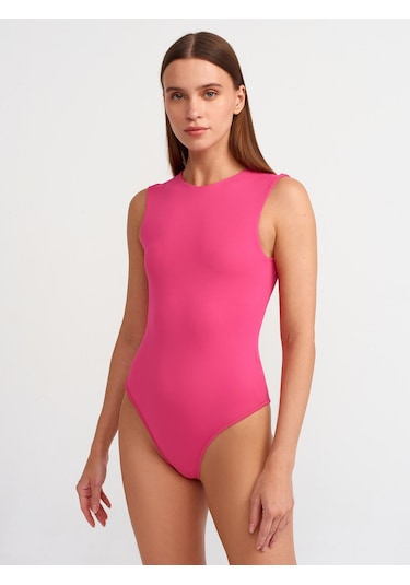 Dilvin Kolsuz Bodysuit Fuşya