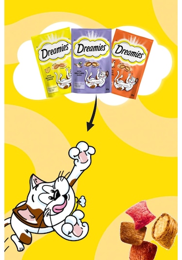Dreamies Somonlu Mega Paket Yetişkin Kedi Ödül Maması 4 x 180 G