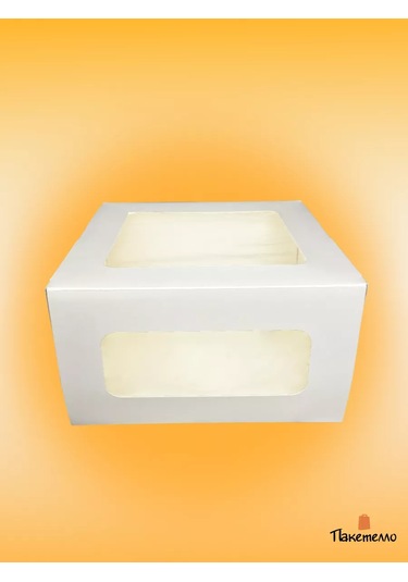 Paketello Pasta Kutusu - 240x240x100mm, Beyaz, Pencereli, 10 Adet 148186862