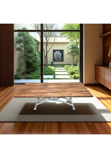 Ortadan Açılır Akıllı Masa Üst Mdf Urartu Alt Ayak Beyaz