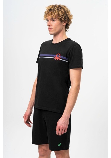 Benetton Bnt-m20478-23y Erkek T-shirt Siyah