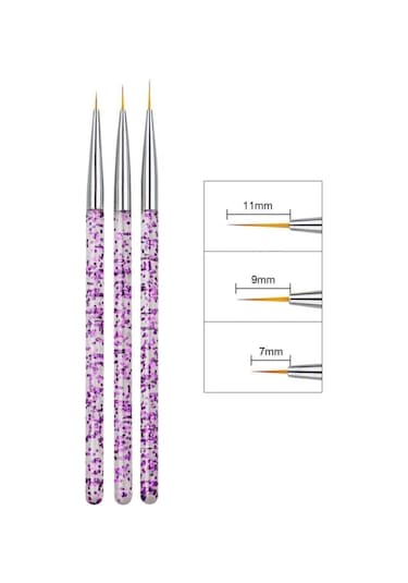 3'lü Tırnak Süsleme Nail Art Fırça Seti