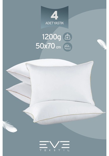 Eve Tekstil 4 Adet Yellow Dream Serisi Fermuarlı Antialerjik Silikon Elyaf Dolgulu Yastık 50x70cm 1200gr