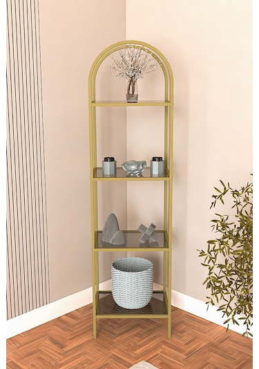 Mona Gold Köşe Kitaplık Dekoratif Aksesuar Rafı Mutfak Rafı 40cm
