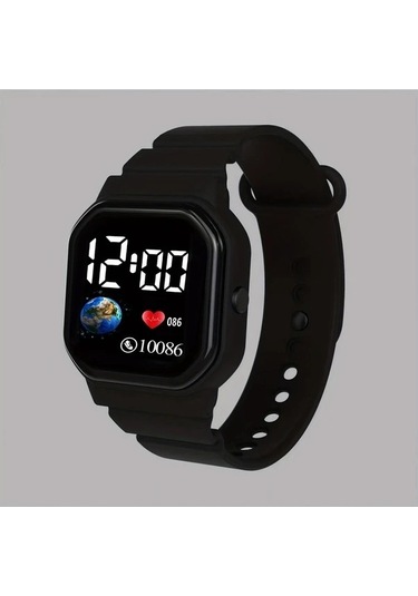 Trendooze Gaojunshop01 Beyaz Led Dijital Erkek Kol Saati - Harita Kalp Tasarım Beyaz