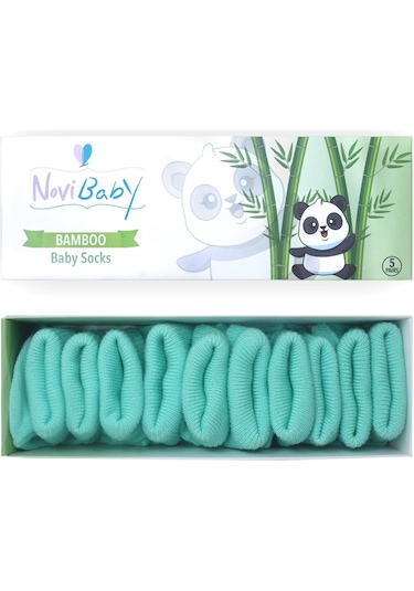 Novibaby 5'li Bambu Yenidoğan Bebek Çorabı I Sea Green I 0-6 ay Turkuaz