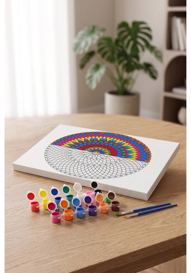Örgü Desenli Mandala Ahşap Boyama Seti 40x50 Cm