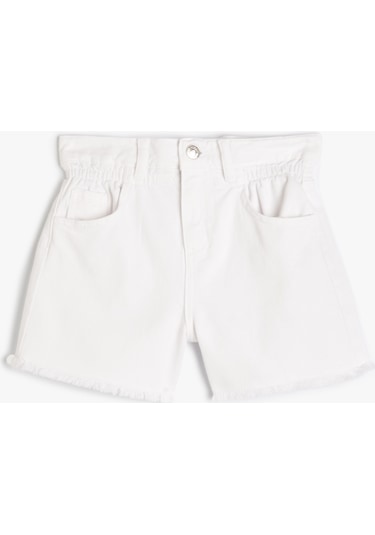 Koton Kot Şort Püsküllü Beli Lastikli Cepli Pamuklu Beyaz 4skg40020ad 4SKG40020AD000 Beyaz
