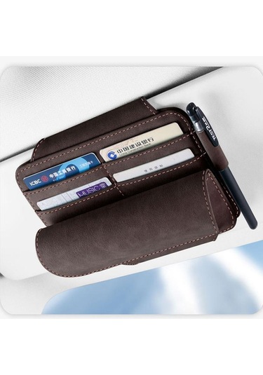 Seametal Araba Güneşlik Saklama Çantası Gözlük Kılıfı İle Lüks Süet Depolama Cep Düzenleyici Gri