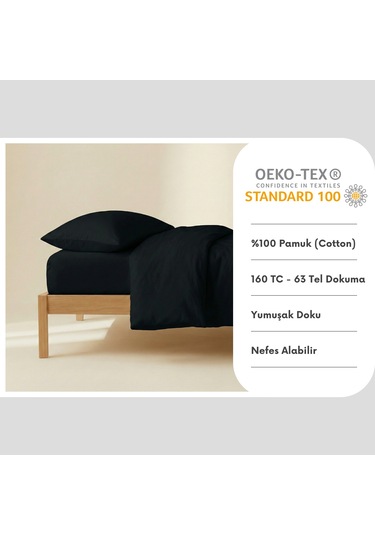 Prime Sleeks %100 Pamuk Yastık Kılıfı 2 Adet - Siyah - 50x70cm Siyah