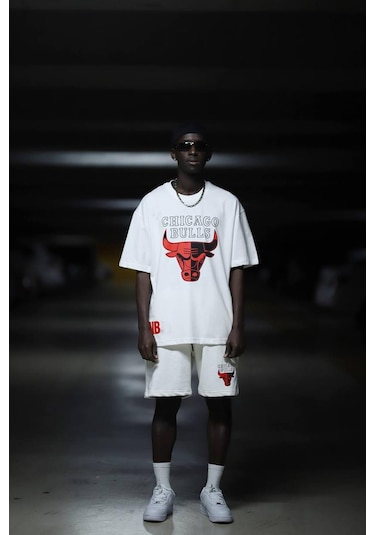 Chicago Bulls Pamuklu Oversize Şortlu Penye Takım 001