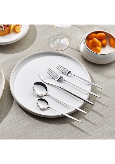 Karaca Porto 30 Parça 6 Kişilik Çatal Kaşık Bıçak Takımı Platin GÜmüş