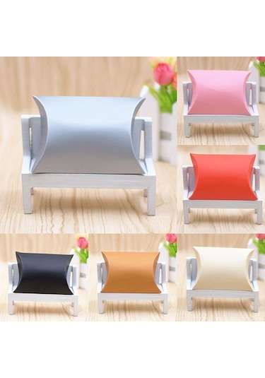 Siyah 50 Adet/grup Mevcut Kese Kraft Hediye Çantası Noel Yastık Şekli Kağıt Şeker Kutuları