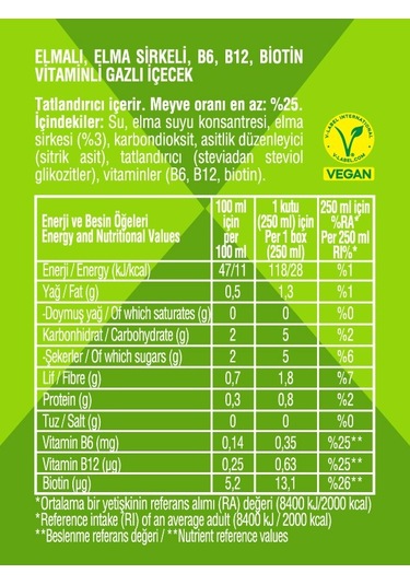 Nontoxx Elmalı, Sirkeli, Gazlı İçecek 250 Ml