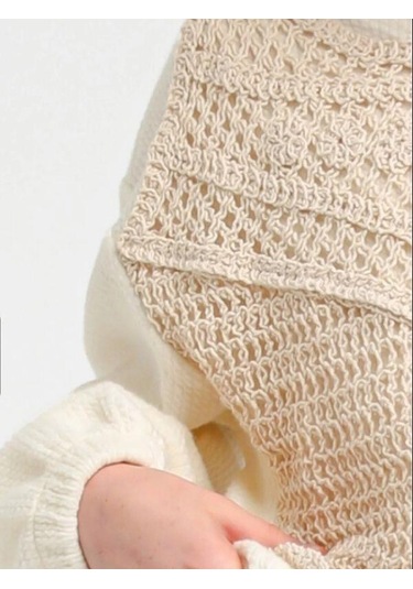 Kız Çocuk Motif İşleme Detaylı Kısa Bluz-13626-ekru Ekru