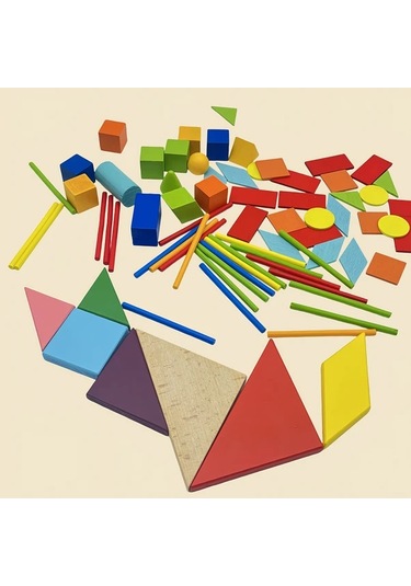 Willowhaven Ahşap Eğitici Oyuncak 6 Parça Matematik Saati Tangram Puzzle Yapı Blokları