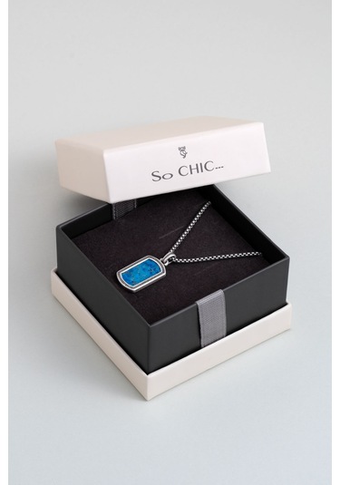 So Chic Lapis Ayna 60 Cm Çelik Erkek Kolye