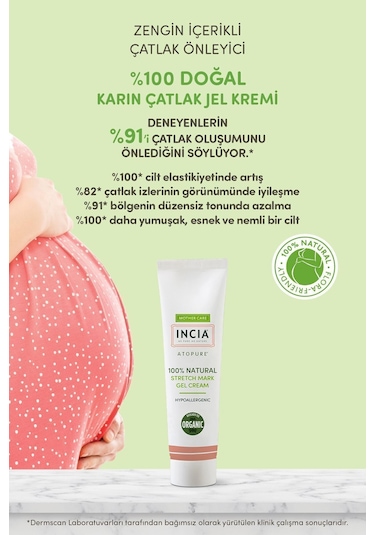 INCIA %100 Doğal Karın Çatlak Jel Kremi Organik Avokado Yağı 75 ML