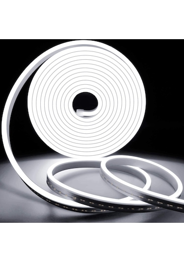 Neon Şerit Led Beyaz Işık 12V Silikonlu Su Geçirmez Neon Led Işık