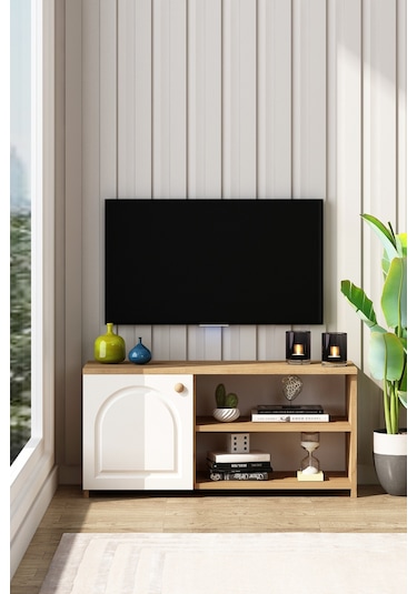 Tika Tv Ünitesi Mebran Kapaklı Sepet - Beyaz Sepet - Beyaz